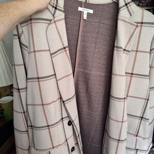 Maurices Cream and Black Blazer with Windowpane Check